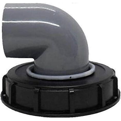 Couvercle de baril en plastique noir de 163 mm à 90 degrés pour récupérateur d'eau de pluie, compatible avec les tuyaux d'arrosage. (1/4)