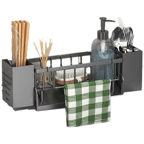 Étagère de rangement pour évier de cuisine - Étagère en plastique auto-drainante pour savon B (1/5)