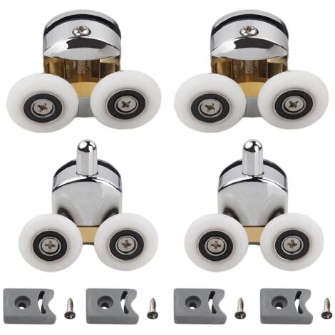Roulettes de porte de douche, roulettes de rechange de 25 mm de diamètre pour porte de douche coulissante, compatibles avec le verre de 4 à 6 mm, salle de bain, pièces de rechange (1/5)