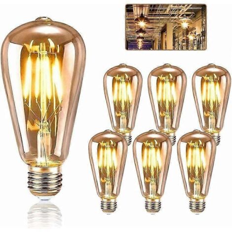 Ampoules Edison vintage E27, LED blanc chaud ST64 4W E27 - Lot de 6 (non dimmables) (1/5)