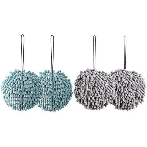 Serviettes pour les mains (lot de 4) en chenille avec boucle de suspension, séchage rapide. (1/5)