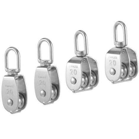 Lot de 4 poulies de levage simples M20 en acier inoxydable 304 pour grue (1/5)