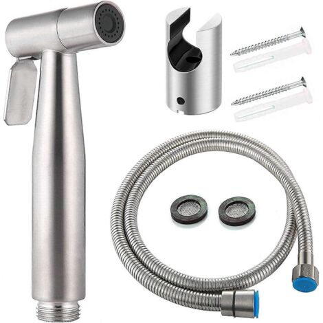 Kit WC bidet avec douchette, douchette bidet, pommeau de douche WC avec flexible + raccords en acier inoxydable (1/4)