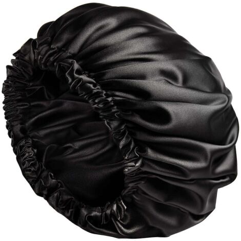 Bonnet de nuit en satin - Très grand, double épaisseur, réversible et ajustable. (1/5)