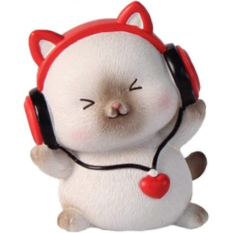 Figurines de chat, décoration de voiture, figurines à tête branlante, objets artisanaux, ornements, accessoires de gâteau, chat en résine réaliste (1/5)
