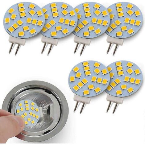Lot de 6 ampoules LED G4 rondes blanc chaud, 2 W (équivalent 20 W halogène), 12 V CA / 10-30 V CC, pour éclairage encastré sous meuble. (1/5)