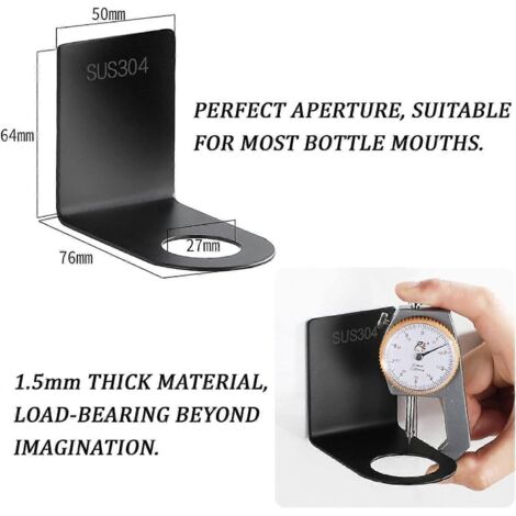 Lot de 3 porte-savon muraux noirs en acier inoxydable avec ouverture de 27 mm, accessoire de salle de bain (1/4)