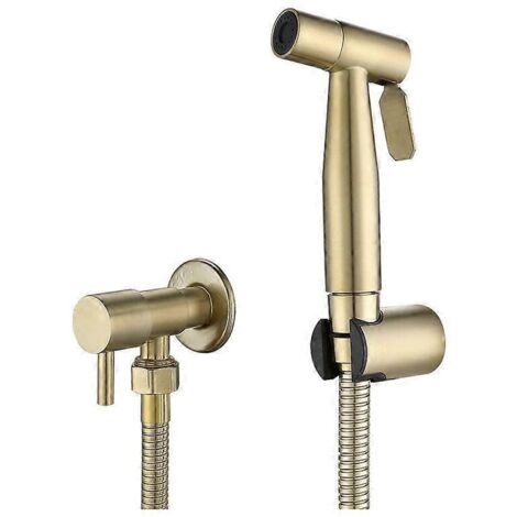 Douchette de bidet et de toilette en acier inoxydable, kit de douchette de bidet, douchette de robinet pour toilette (doré) (1/4)