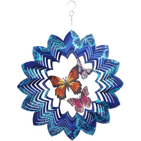 Girouette cinétique d'extérieur en métal, grand modèle, papillon monarque 3D, décoration suspendue pour jardin, 30 cm. (1/5)