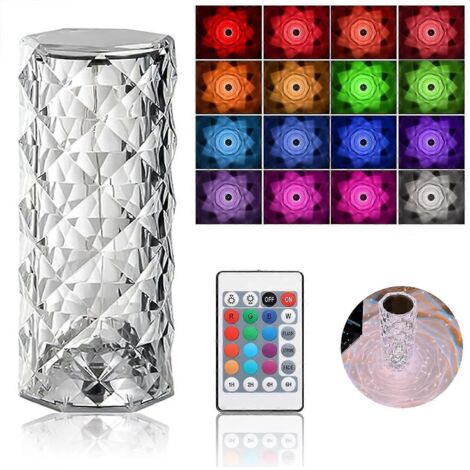 Lampe de table Crystal Diamond, lampe tactile rechargeable USB 16 couleurs, veilleuse avec télécommande (1/5)