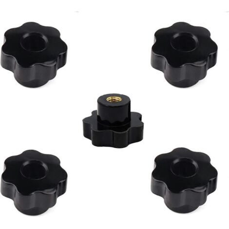 Pince à main en forme d'étoile en plastique noir M8/M6, filetage femelle, poignée, outil pour machine-outil, 5 pièces (M8) (1/5)