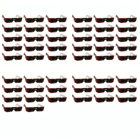 Lunettes d'observation d'éclipse solaire 2026, certifiées CE et ISO, motifs Soleil Rouge, protection solaire sécurisée, lot de 50.