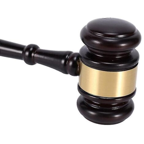 Marteau de juge en bois avec bloc sonore pour les ventes aux enchères, fabriqué à la main par un juge ou un avocat. (1/5)