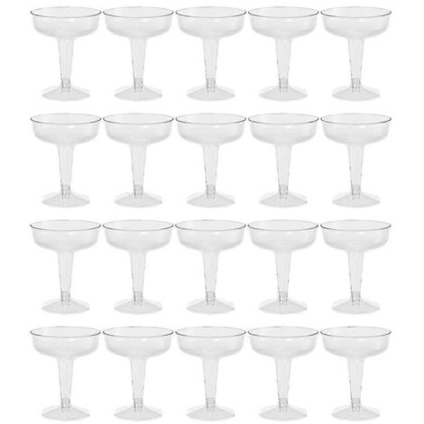 Flûtes à champagne jetables en plastique transparent (lot de 20) pour fêtes. (1/4)