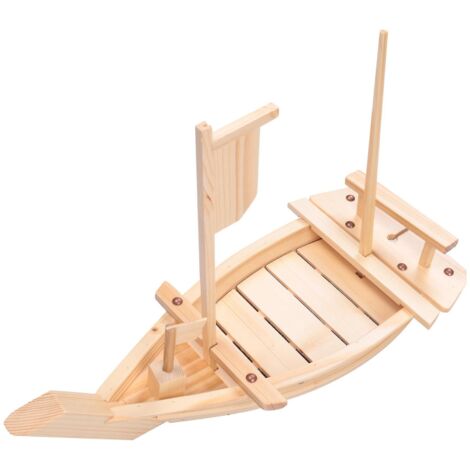 Plateau à sushis en bois, format bateau de service 50 cm, pour restaurant (1/5)