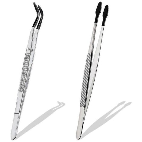Ensemble de 2 pinces à épiler à embouts en caoutchouc pour loisirs créatifs, laboratoires, industrie et bijoux. (1/5)