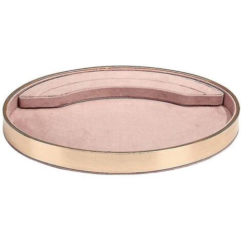 Plateau de rangement pour bagues et boucles d'oreilles en velours suédé gris et rose (1/4)