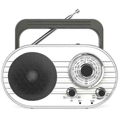 Radio portable rechargeable AM/FM à transistors pour seniors avec 2 modes, lampe torche et haut-parleur. (1/5)