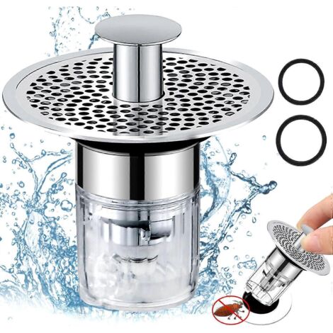 Bouchon de lavabo escamotable de rechange 34-37 mm pour cuisine et salle de bain - Solution anti-insectes et anti-odeurs - Accessoires pour lavabo (1/5)