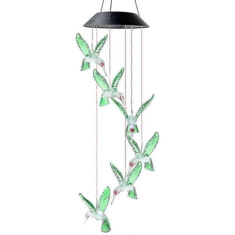 Lampe carillon solaire LED à vent, carillon éolien suspendu en forme d'oiseau, carillon éolien décoratif à couleurs changeantes (1/5)