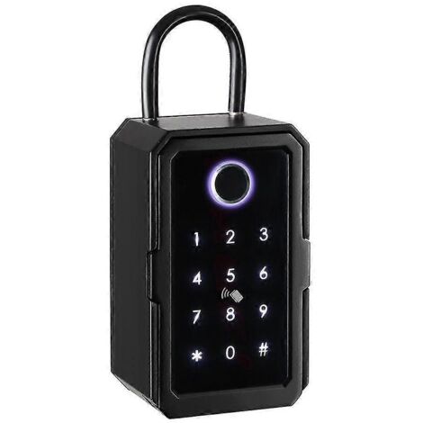 Armoire à clés à code, coffre-fort à clés pour extérieur/intérieur, lecteur d'empreintes digitales, garage/bureau (Bluetooth) (1/5)