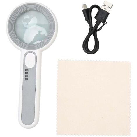 Loupe lumineuse avec éclairage LED 12x, portable, 3 niveaux de luminosité, rechargeable (1/5)