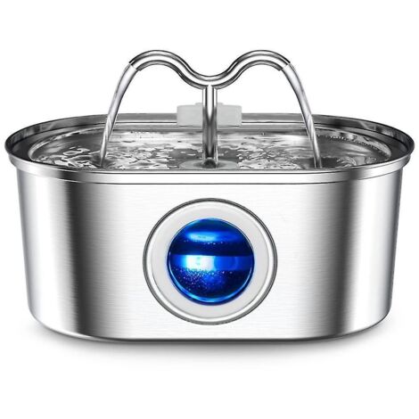 Fontaine à eau pour animaux en acier inoxydable, fontaine à eau automatique, bol d'eau avec fenêtre transparente (1/5)