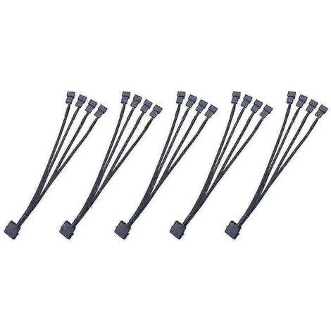Lot de 5 câbles d'extension pour ventilateur d'ordinateur (1 à 4 broches), adaptateur 4 broches vers 3 broches, alimentation C (1/5)
