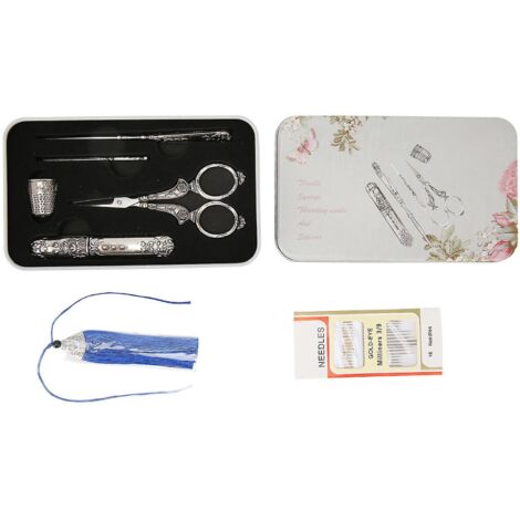 Ensemble d'outils de broderie vintage en acier inoxydable, ciseaux à broder pour la couture et le tricot. (1/5)