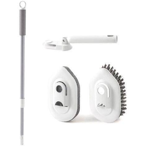 Brosse de nettoyage pour carrelage de baignoire et douche 2 en 1 avec manche long extensible. (1/5)