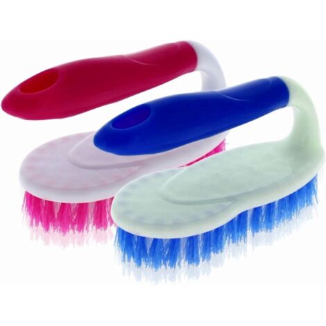 Brosse de nettoyage robuste avec manche en forme de fer, idéale pour nettoyer les tapis, baignoires, carrelages de salle de bain, lavabos et autres ustensiles de cuisine. (1/5)
