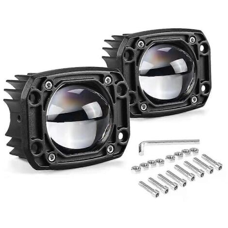 Projecteur antibrouillard avant LED carré 3 pouces, 30 W, jaune et blanc, 12 V, compatible avec les motos (1/5)