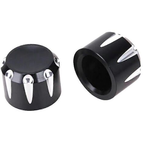 Cache-écrou d'axe de roue avant noir découpé CNC pour Glide Sportster Dyna (1/5)