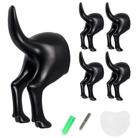 Lot de 5 crochets pour queue de chien avec vis de fixation et ruban adhésif double face - Porte-chapeau/manteau/clés mural (1/5)
