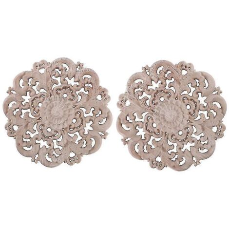 Lot de 2 ornements en bois sculpté pour porte de placard ou fenêtre, diamètre 15 cm (1/5)