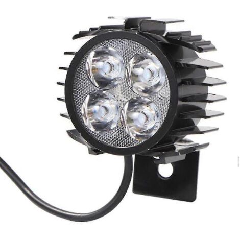 Phare avant 2 en 1 avec klaxon et 4 LED pour vélo électrique, pliable, étanche, en aluminium, 12 W. (1/5)