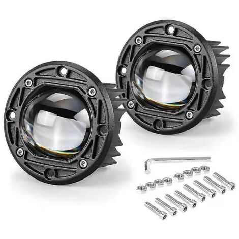 Projecteur rond LED jaune/blanc 30 W 12 V, 7,6 cm (3 pouces), feu antibrouillard avant, compatible avec les motos. (1/5)