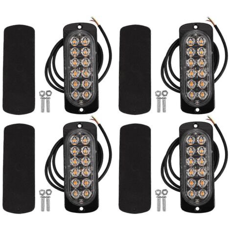 Lot de 4 feux de signalisation d'urgence pour voiture, clignotants à 12 LED orange, avec éclairage de calandre et antibrouillard. (1/5)