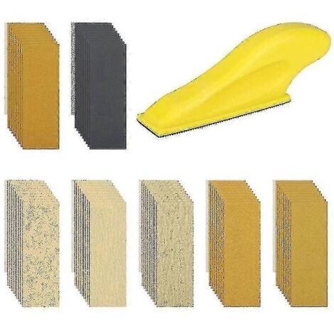 Outil de ponçage manuel miniature pour petits projets, avec 70 feuilles de papier de verre de grains 80, 120, 180, 240, 400 et 1000 (1/4)