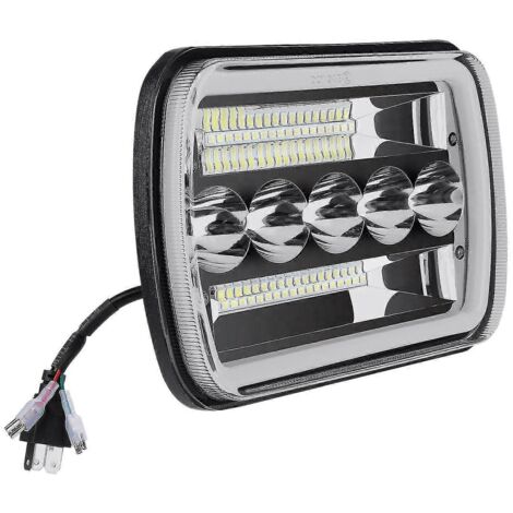 Phare LED 5x7 pouces 7x6 pouces avec feux de route et anneaux lumineux (DRL) pour Jeep Wrangler XJ et YJ (1/5)