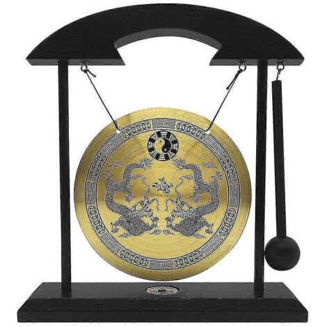 Gong de bureau Feng Shui en laiton, ornement de bureau avec support et maillet, délicat objet décoratif chinois pour la maison. (1/5)