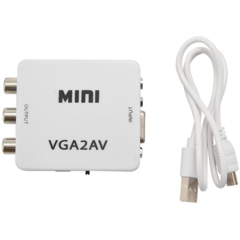 Convertisseur vidéo Mini VGA vers AV VGA vers RCA PC vers TV VGA vers AV pour interface AV TV, écran et autres (1/5)