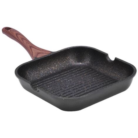 Poêle à steak à rayures, poêle à griller pour plaques de cuisson, revêtement antiadhésif effet marbre, en aluminium, compatible induction. (1/5)