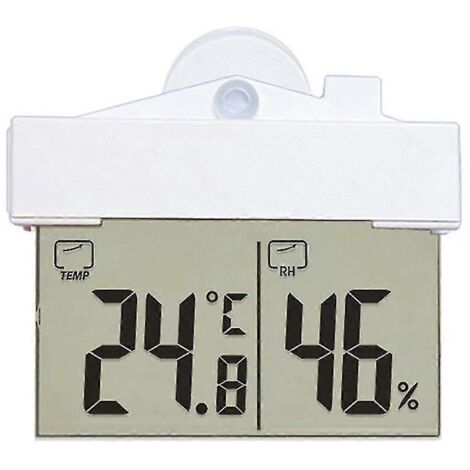 Thermomètre-hygromètre numérique transparent à affichage frontal, température intérieure/extérieure. (1/5)