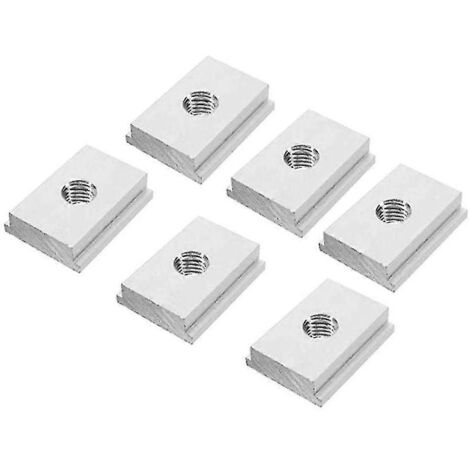Lot de 6 écrous coulissants M8 en alliage d'aluminium pour rainure en T, compatibles avec les outils de menuiserie à profilage. (1/4)