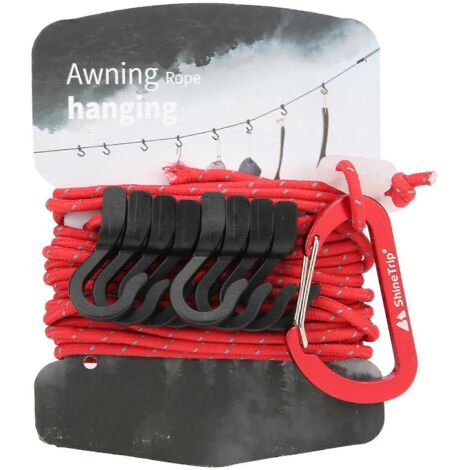 Corde de camping suspendue 2024, portable, multifonctionnelle, réglable, antidérapante, avec crochet (rouge) (1/5)