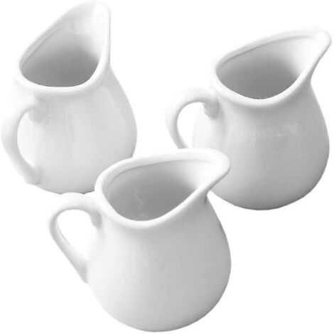 Ensemble de 6 petits pichets de service en céramique blanche de 90 ml (2024) - Idéal pour le lait, la crème et les sauces - GUANZAI (1/3)