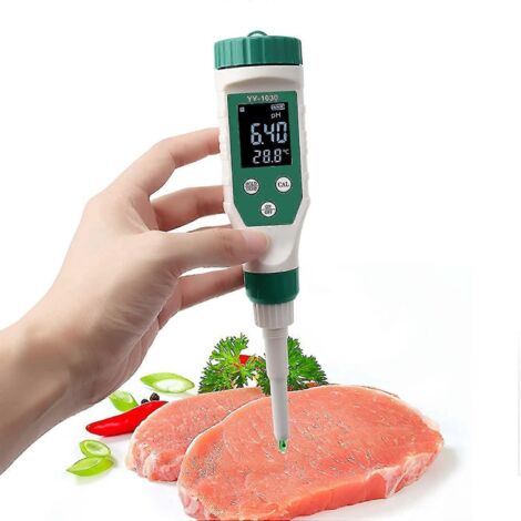pH-mètre alimentaire 2024, testeur de pH alimentaire haute précision avec rétroéclairage LCD et ATC, pH-mètre pour la mesure des aliments, fruits, viande, conserves et brassage. (1/5)