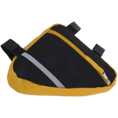 Sacoche triangulaire pour vélo, sacoche multifonctionnelle et résistante en nylon, accessoire de vélo pour le cyclisme en extérieur, jaune (1/5)