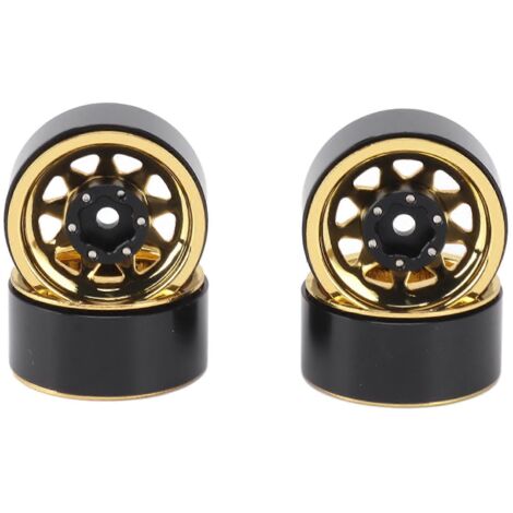 Lot de 4 jantes Beadlock à gorge profonde de 2,5 cm (1 pouce), universelles pour carrosserie de véhicules tout-terrain et voitures radiocommandées Traxxas, avec vis, couleur or. (1/5)